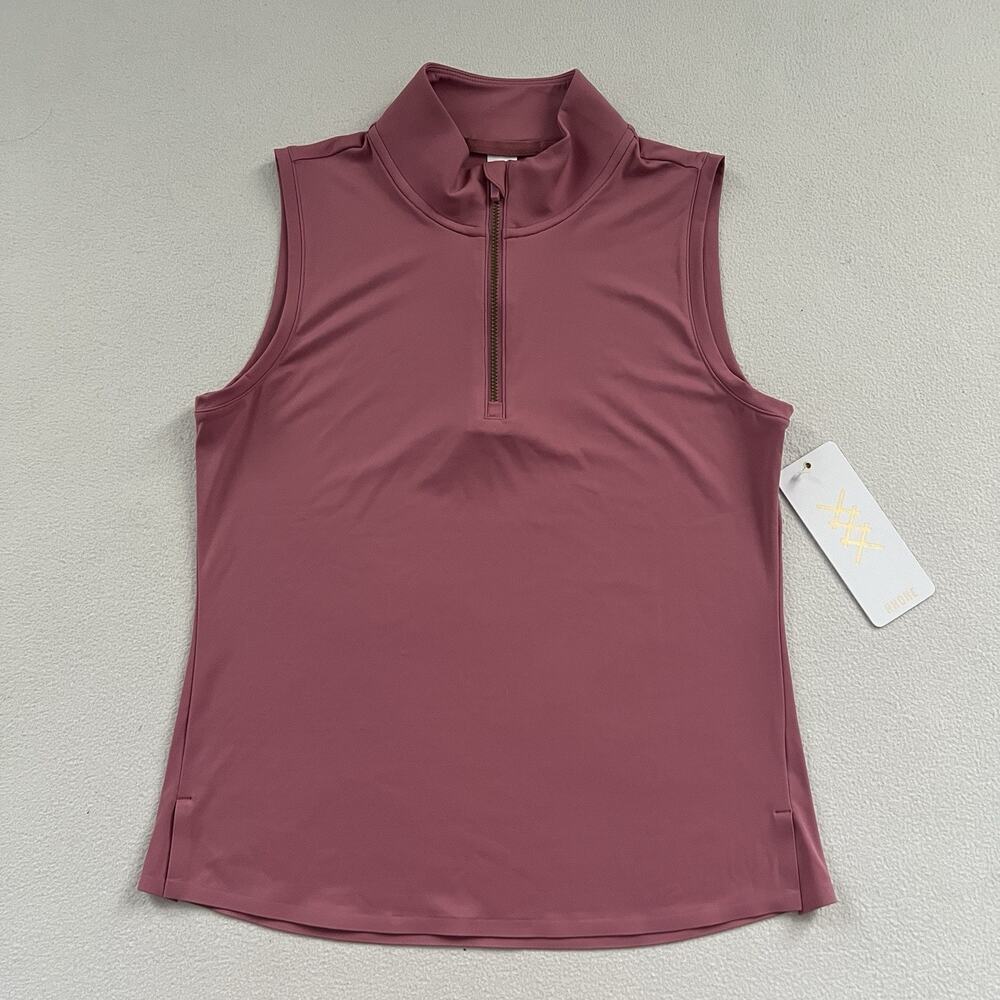 NWT Rhone Rose Mist Course To Court Sleeveless Quarter Zip Mock Golf Tank Top XS